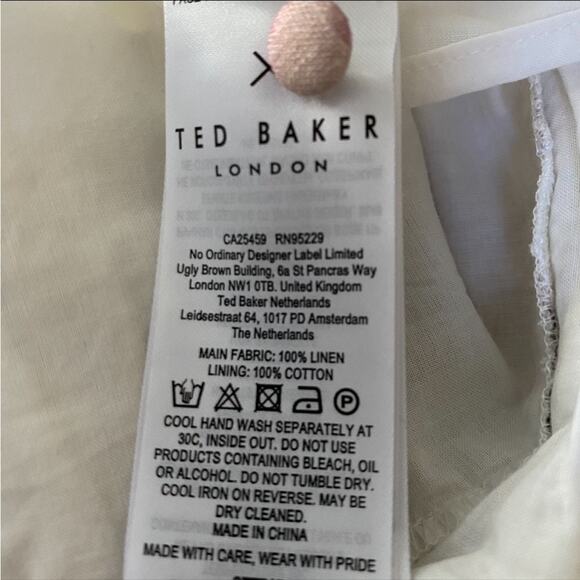 Ted Baker London Dress 4 6 Semi Formal Mini Small Linen Long Sleeve Fleurz $450 - Picture 12 of 17
